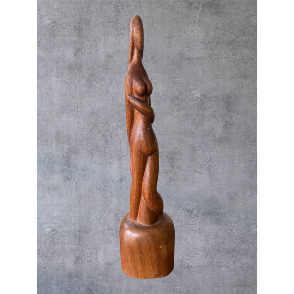 Nicholas Nimo Mocharniuk Signed Wood Sculpture Modernist Abstract Female Nude